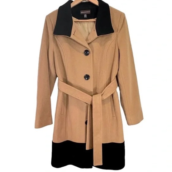 Vintage Cashmere Wool Coat Luxury Classic Two Tone Camel Tan Black Women Size XL - Picture 5 of 16